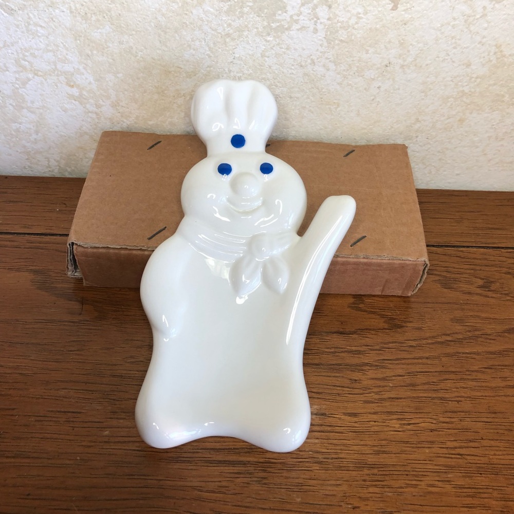 Vintage Pillsbury dough boy ceramic spoon rest: in box